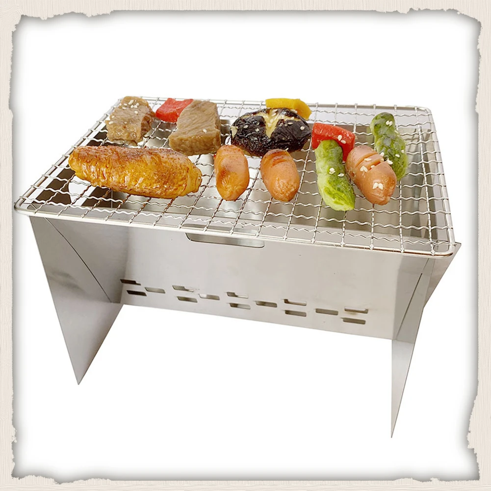 

Folding Mini Barbecue Oven Portable Stainless Steel BBQ Grill .Household Picnic Camping Barbecue Tools Detachable Charcoal Grill