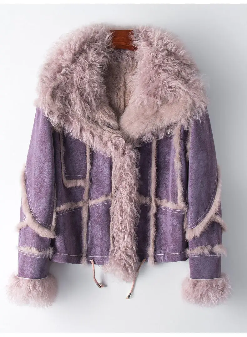 

Новинка Осень-зима 2023 модное свободное меховое шерстяное воротник из кроличьего меха цельный мех модное пальто для женщин