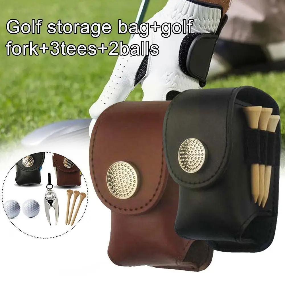

Portable Golf Ball Storage Pouch Golf Ball Waist Holder Metal Mini with Leather Pocket Waist Buckle Container Golf Bag Carr S4O8