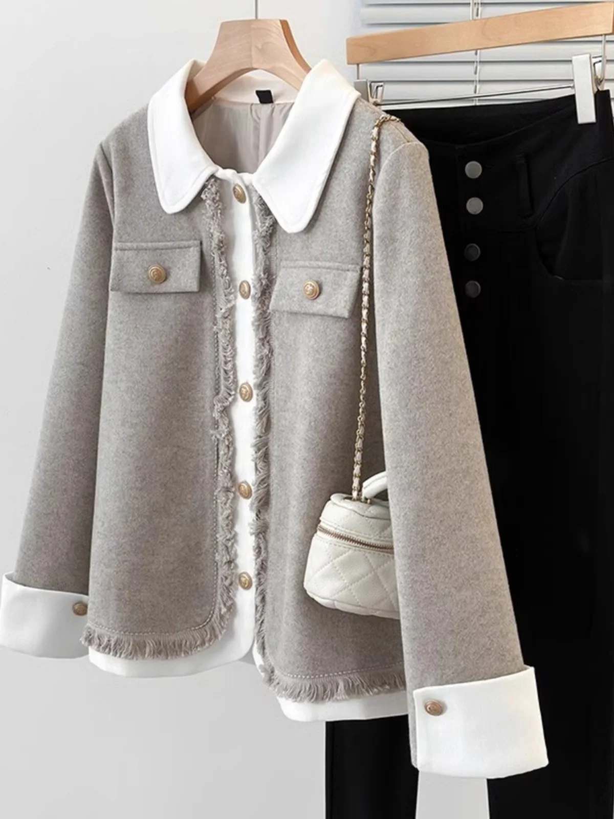 Изящная шерстяная куртка высокого качества для женщин модель сезона осень-зима