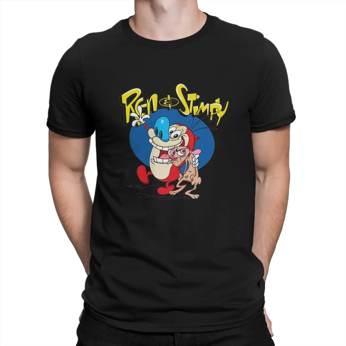 

Movie Ren And Stimpy Good Friend T Shirt Vintage Graphic Men's Polyester Tshirt O-Neck