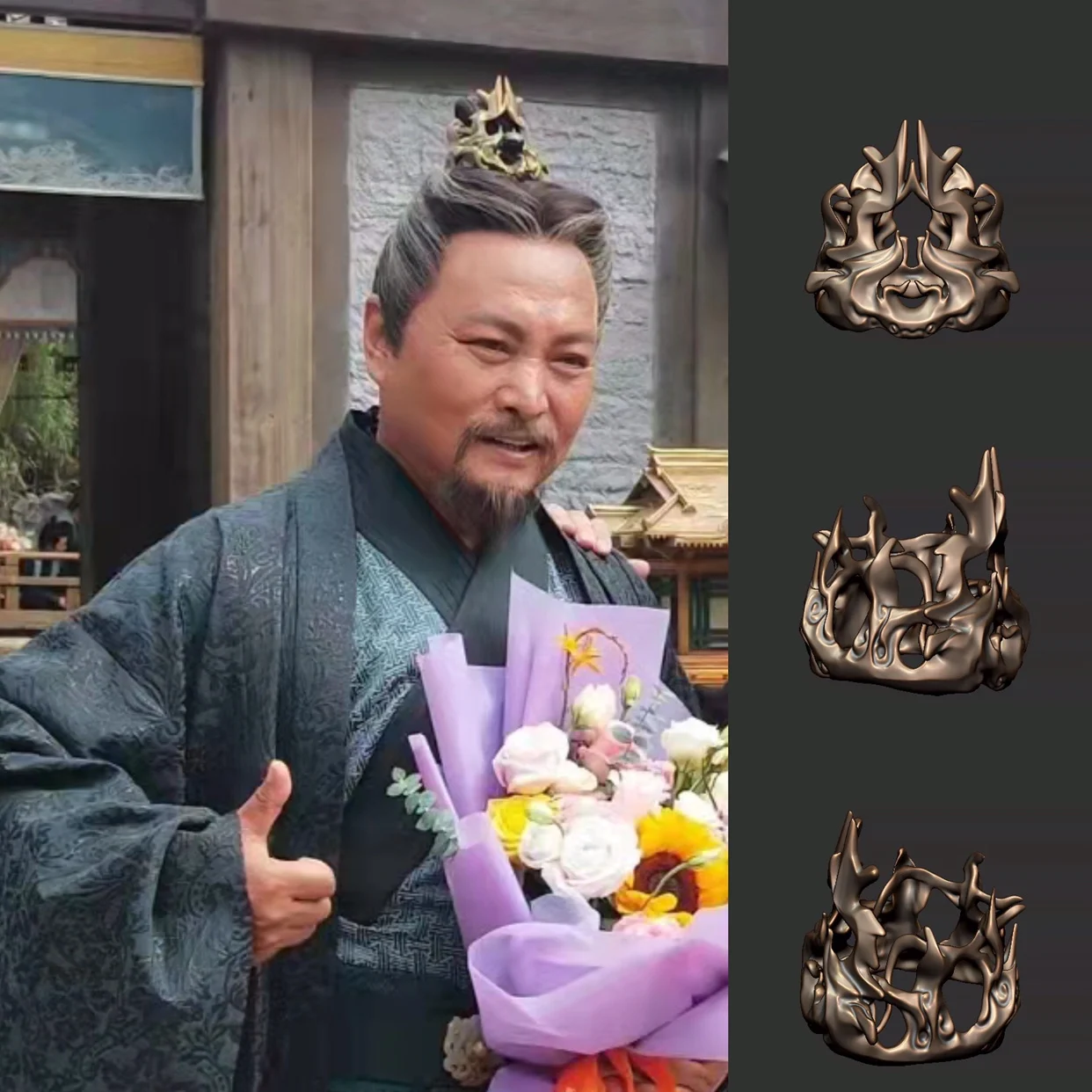 Male Hair Tiara Cosplay Drama Movie Game Head Accessory Emperer Crown