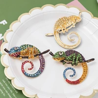large lizard chameleon brooch animal coat pin rhinestone fashion jewelry enamel accessories ornaments 3 colors pick