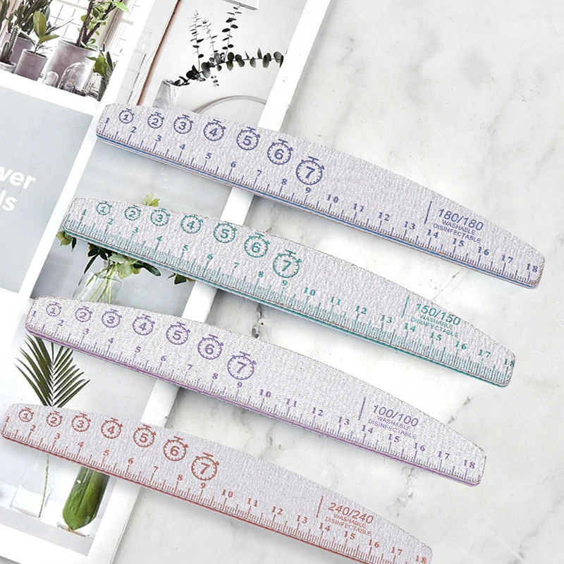 

5Pcs 100/180 Professional Nail File Sandpaper Strong Thick Nail Files Buffer For Manicure Sanding Half Moon Lime Nail Tools