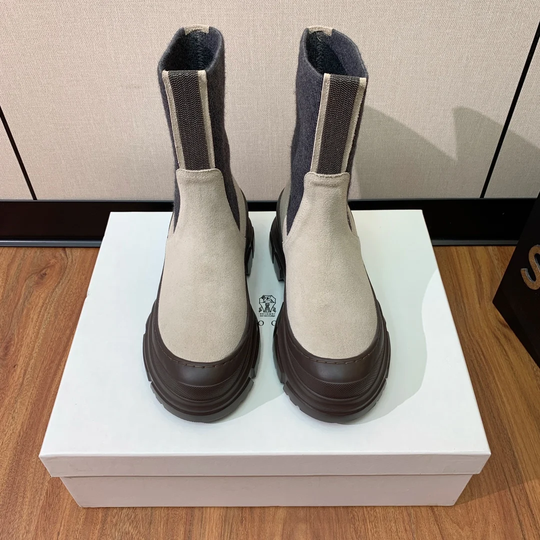 

Replica of International Brand Women's Shoes,BRUNELLO CUCINELLI,Round Toe Martin Stretch Boots,Cow Suede,Thick Sole,Concise