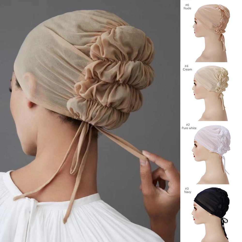 

Summer HeadCover Women's Hijabs Hat Under Hijab Caps Islamic Underscarf Bonnet Hat Muslim Stretch Turban Cap Turbante Mujer