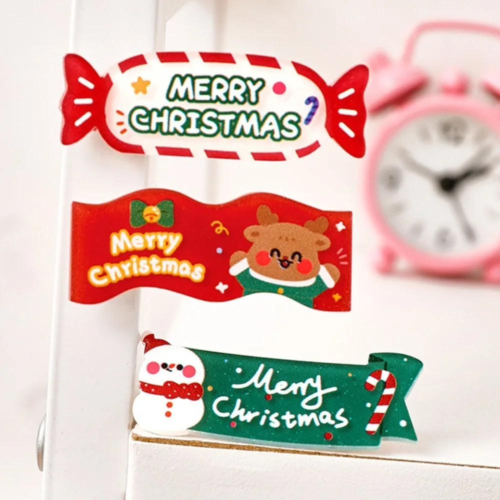 Рождественская акриловая заколка для волос Kawali лось Санта-Клаус снеговик