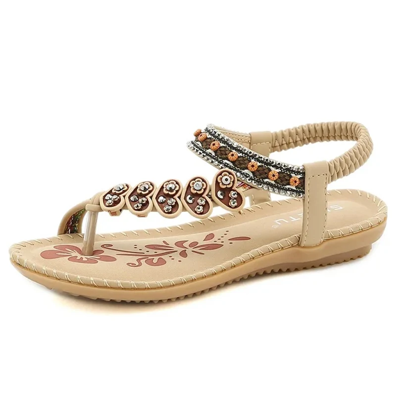 Сандалии Zoriss женские на шнурках с бусинами обувь в римском стиле спонжи стельки