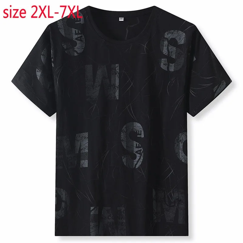 

New Arrival Super Large Summer Fashion Young Men Printed Short Sleeve O-neck Knitted Casual Tshirt Plus Size XL-4XL 5XL 6XL 7XL