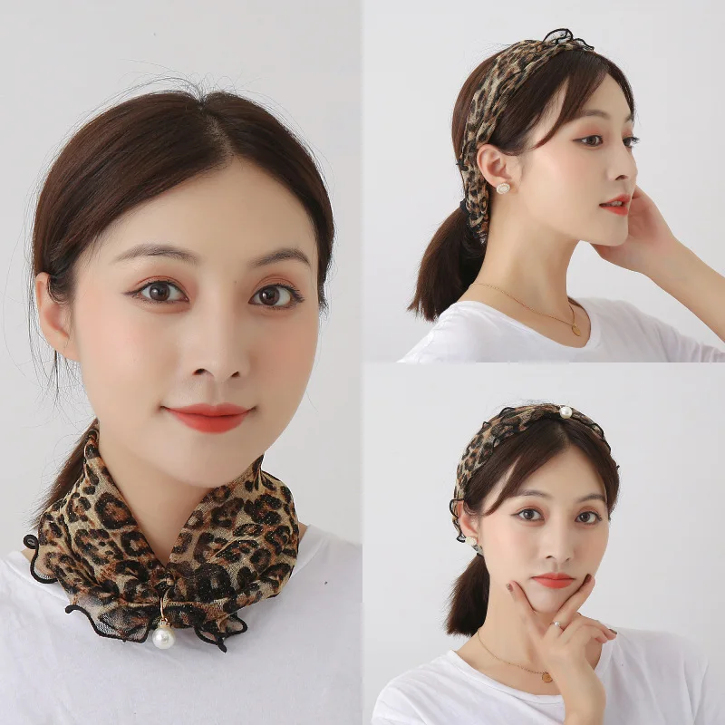 

Fashion Lace Variety Scarf Necklace Creative Fake Pearl Pendant Scarf Elegant Loop Scarf for Women Clothing Accessories