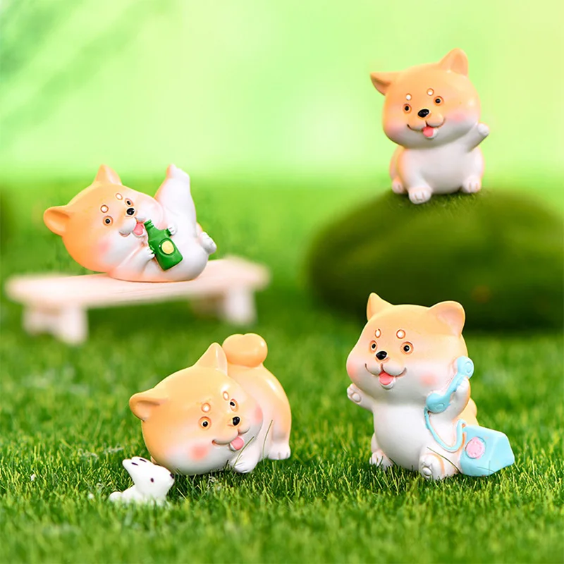 

Figurines Miniature Cute Akita Dog Animal Micro Landscape Ornaments For Home Decoration Gardening Accessories room decoration