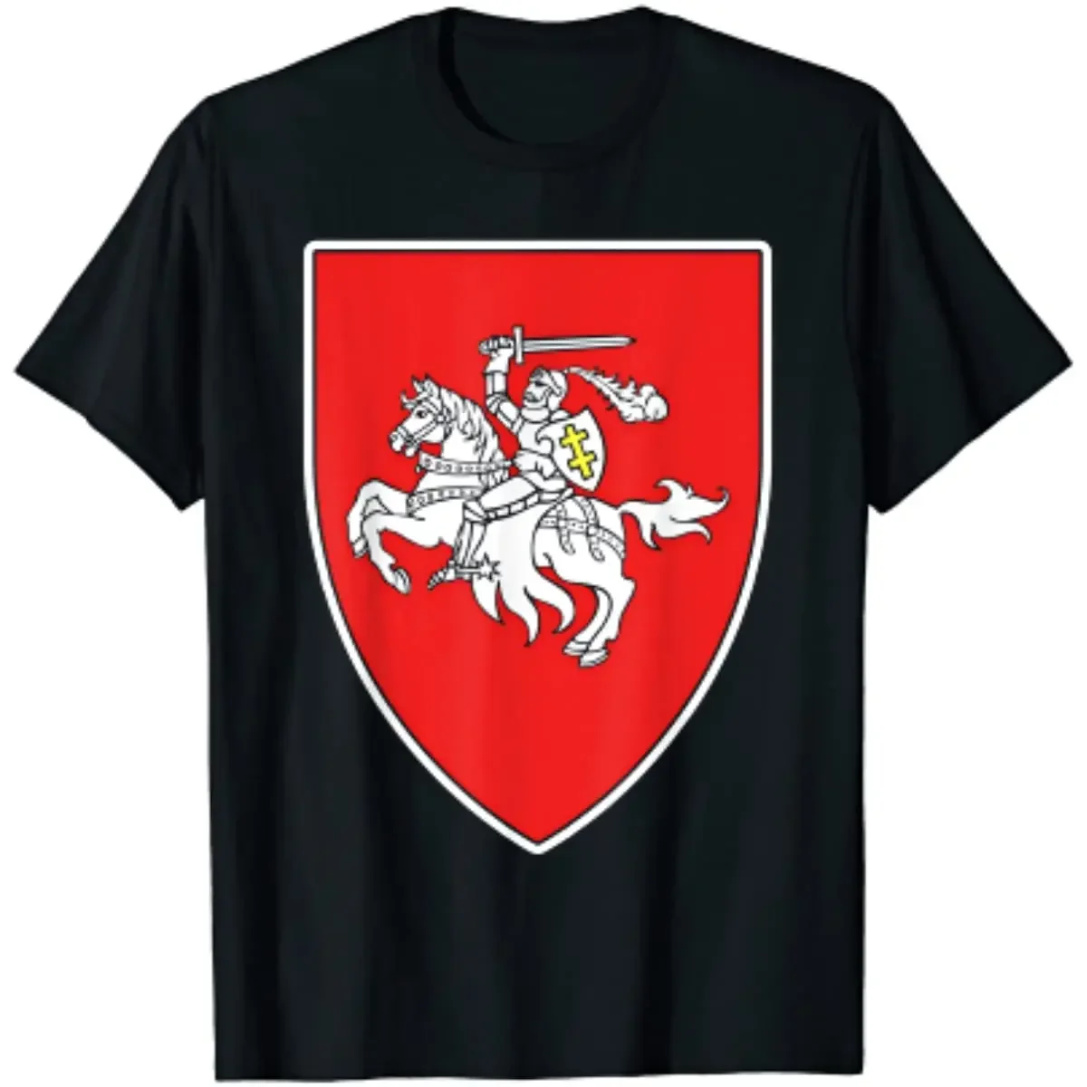 Фото Belarus Historical Crest Pagonia Belarus Pahonja Мужская футболка с коротким рукавом Повседневная хлопковая футболка с круглым вырезом Летние мужские футболки №1