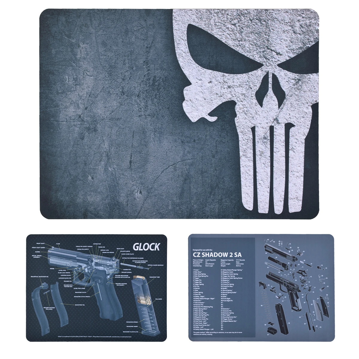 

Gun Cleaning Rubber Mat Tactical Accessory Punisher Grim Reaper Sig Sauer P250 CZ Shadow 2 SA Mouse Pad for Glock Exploded View
