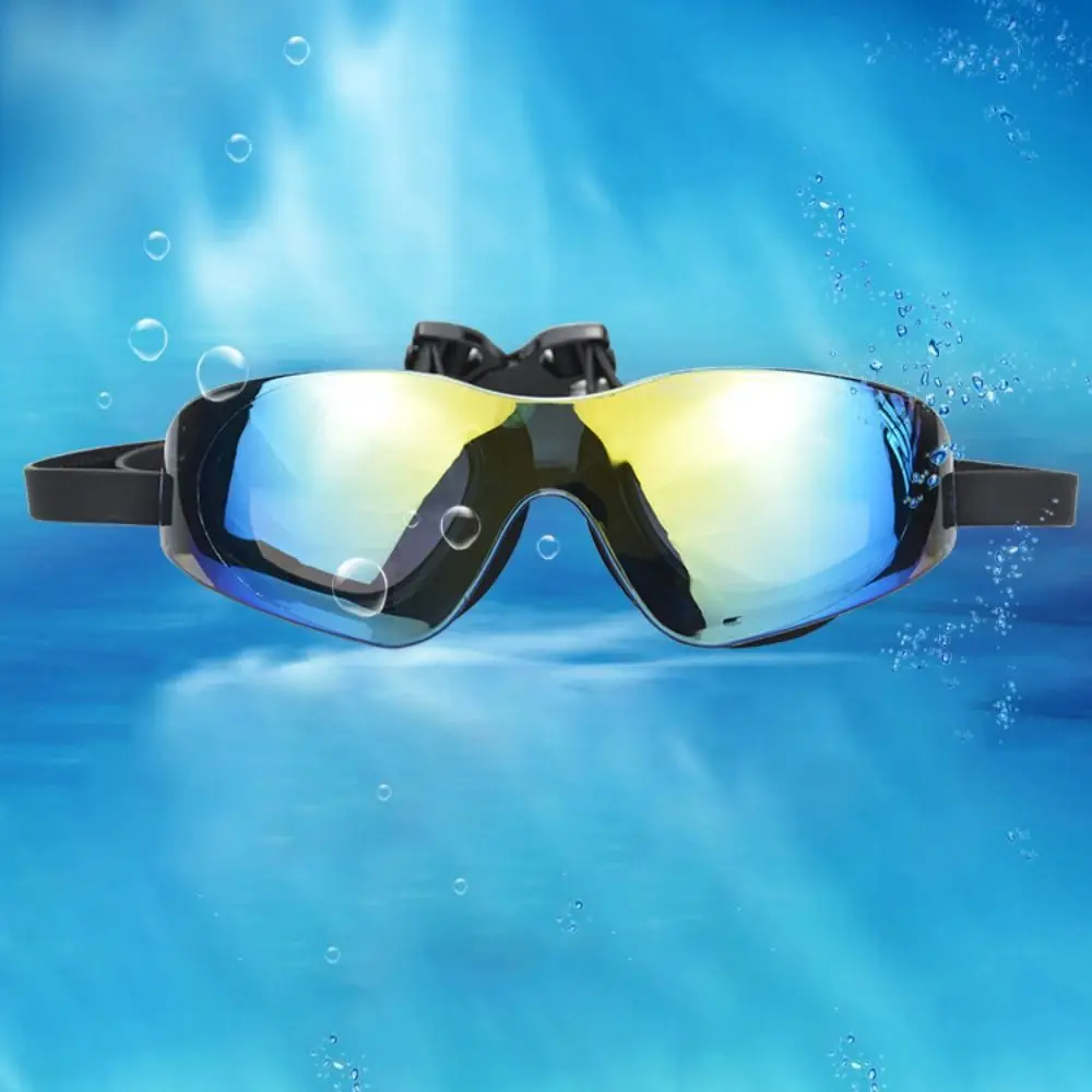 

HD Electroplated Swimming Goggles Anti-fog Silicone Mirror Band Swimming Glasses Wide View Adjustable Diving Eyewear Swimming