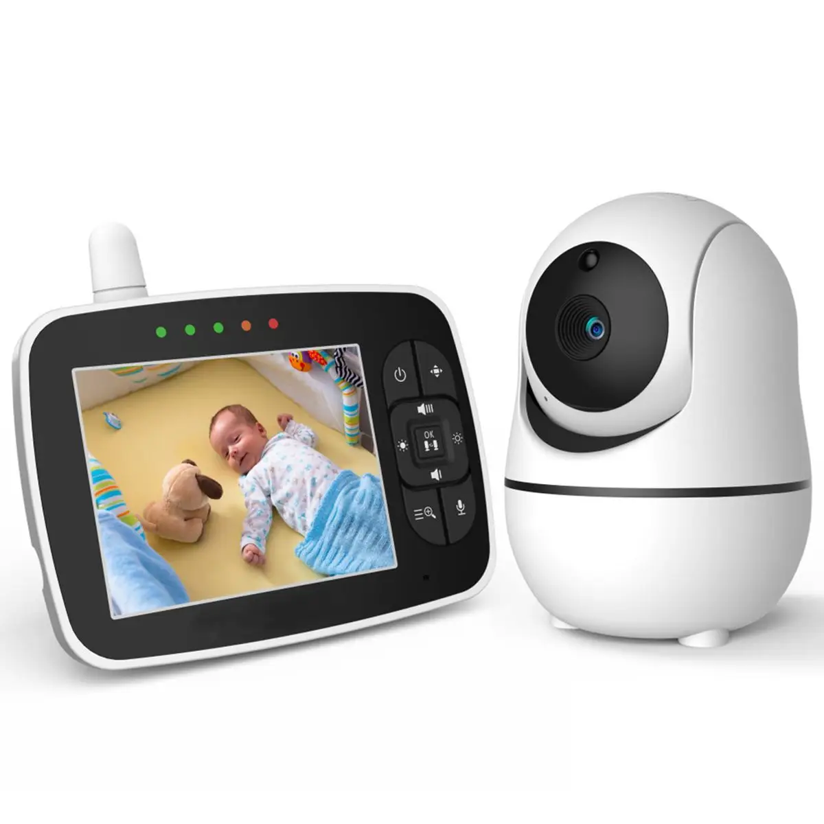 2.4Ghz FHss GFSK 18DBM Max Baby Monitor with Remote Pan-Tilt-Zoom Camera and 3.5'' LCD Screen, Infrared Night Vision