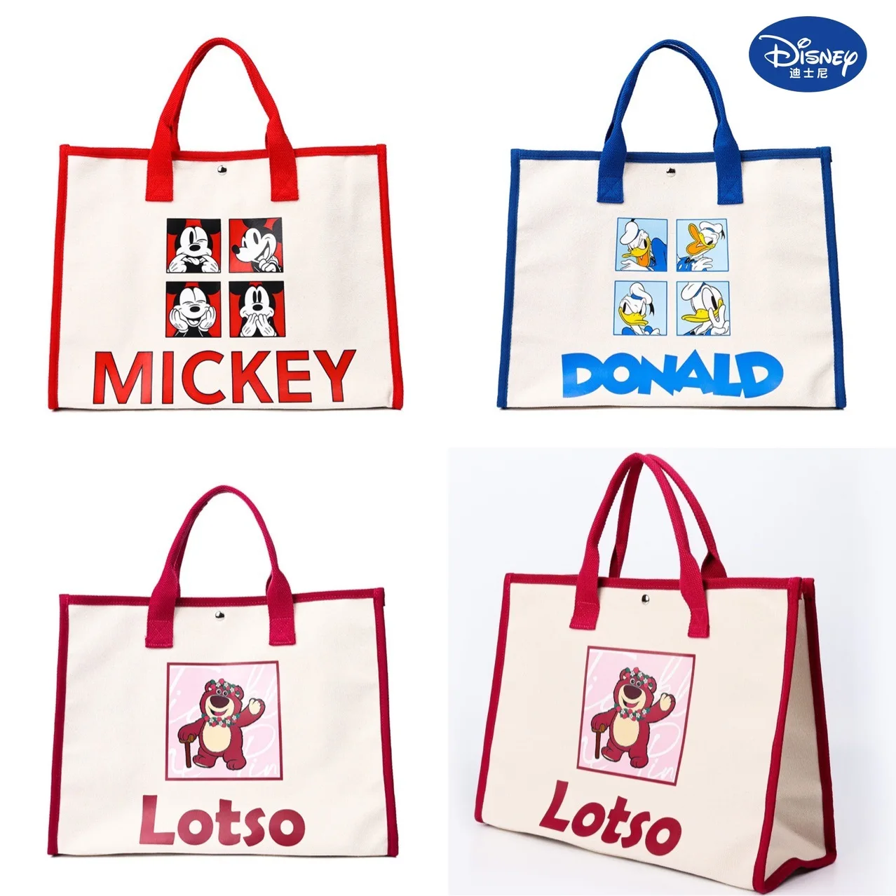 

2022 оригинальная новая Холщовая Сумка-тоут Disney, Женская Портативная сумка через плечо с мультяшным рисунком, женская сумка