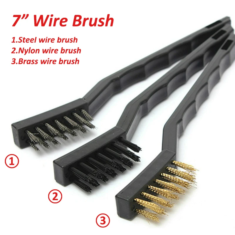 

7" Stainless Steel Copper Wire Brush 170mm Tooth Brushes Rust Scrub Remove Wire Brush Set Steel Metal Brass Nylon Cleaning Tools