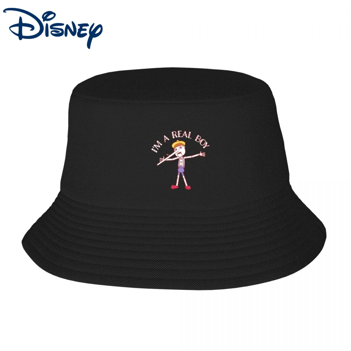 

Pinocchio I'm A Real Boy Bucket Hat Spring Headwear Merch Disney Fishing Cap for Outdoor Woman Bob Hat Packable