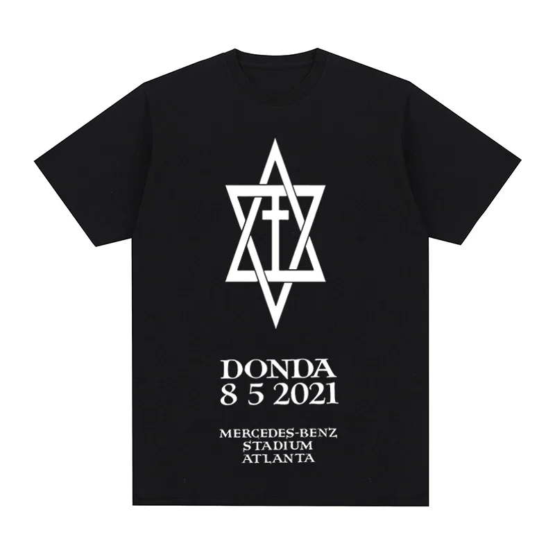 Женская Черная Футболка donda с круглым вырезом Мужская футболка из 100% чесаного