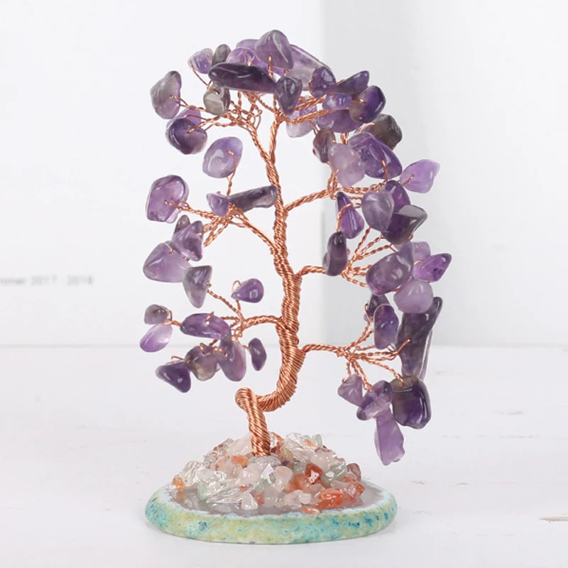 

1pcs Crystal Tree Of Life Ornament Healing Decoration Citrine Red Agate Table Small Ornament Creative Gift Home Decoration
