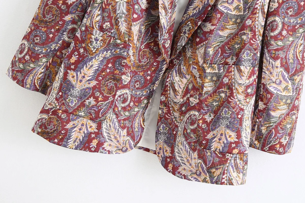 2021 Fall New Women Chic Printing Long Sleeve Leisure Blazer Coat Ladies Casual Pockets Open Stitch Outwear Suit Tops Streetwear