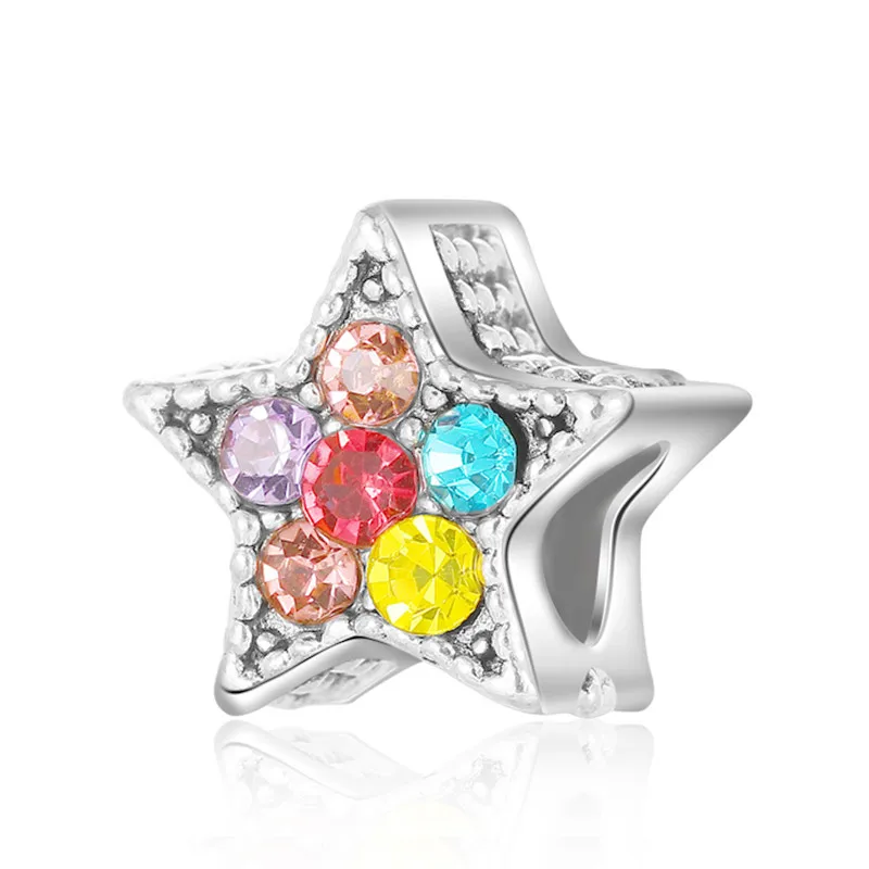 

1 шт. новый симпатичный цвет стразы звезды Подвеска Сделай Сам подходит для оригинального Pandora Шарм браслет для женщин ювелирные изделия