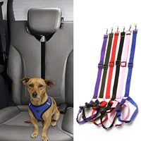 solid two in one pet car seat belt lead leash backseat safety belt adjustable harness for kitten dogs collar pet accessories