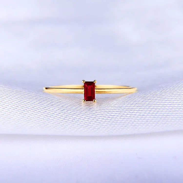 

[Brown Sugar Block] Natural Ruby Ring Pigeon Blood Red Female Ring Small Fresh S925 Silver Color Treasure Rectangular Ring