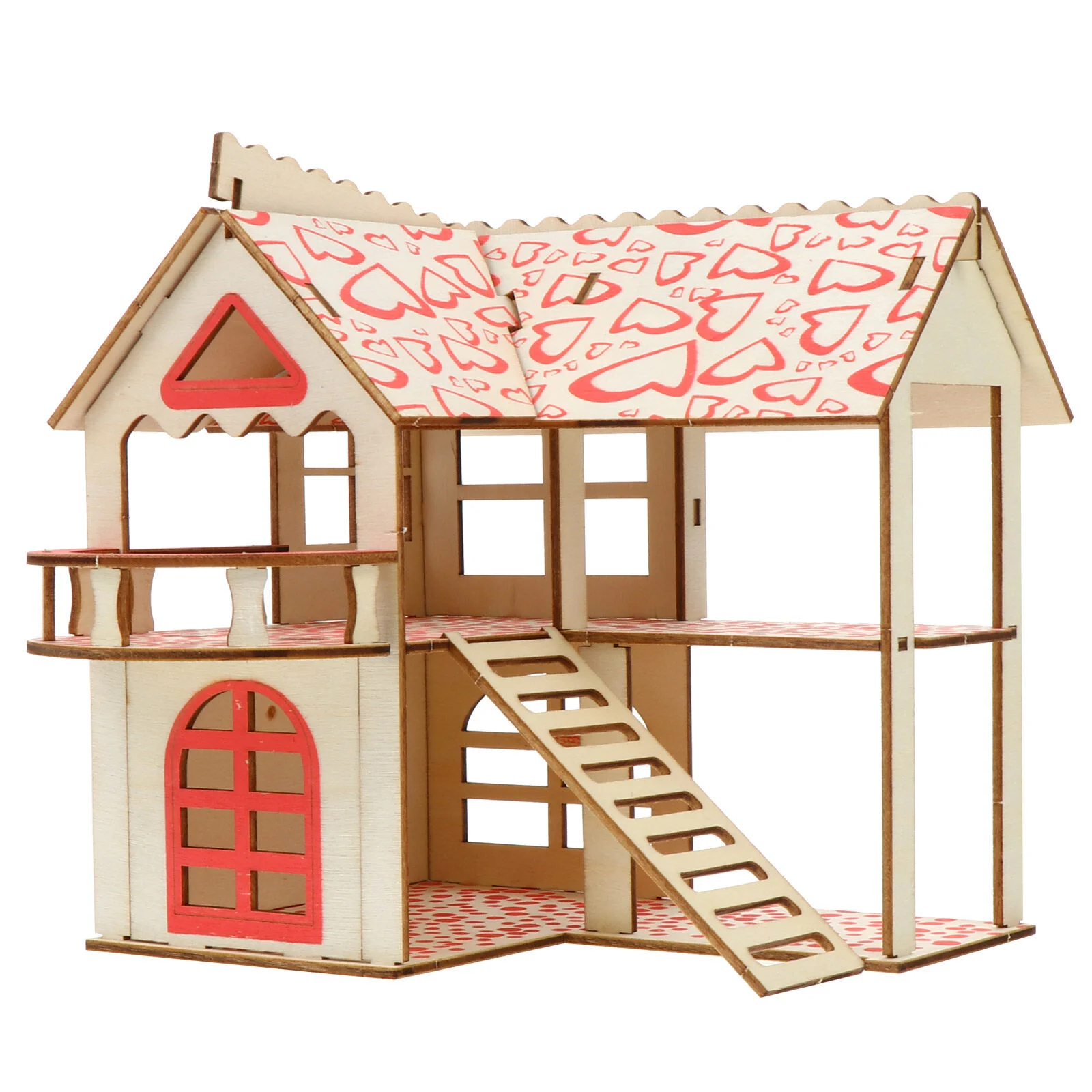 

Hamster House Climbing Toy Double Layer Cabin Playing Castle Small Pet Supplies Hamsters Hideout Wooden Ladder