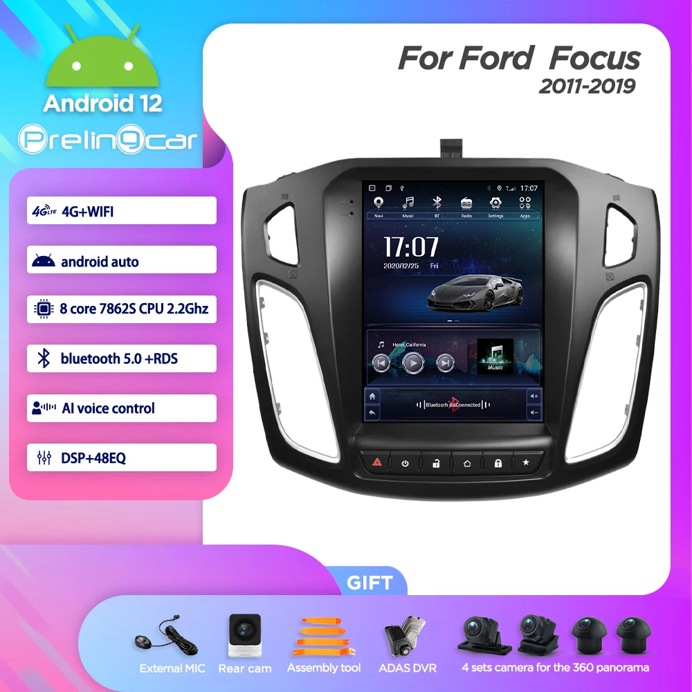 

4G Lte Vertical Screen Android 12.0 Car GPS Multimedia Video Radio Player For Ford Focus 2011-2019 Years Navigation Stereo