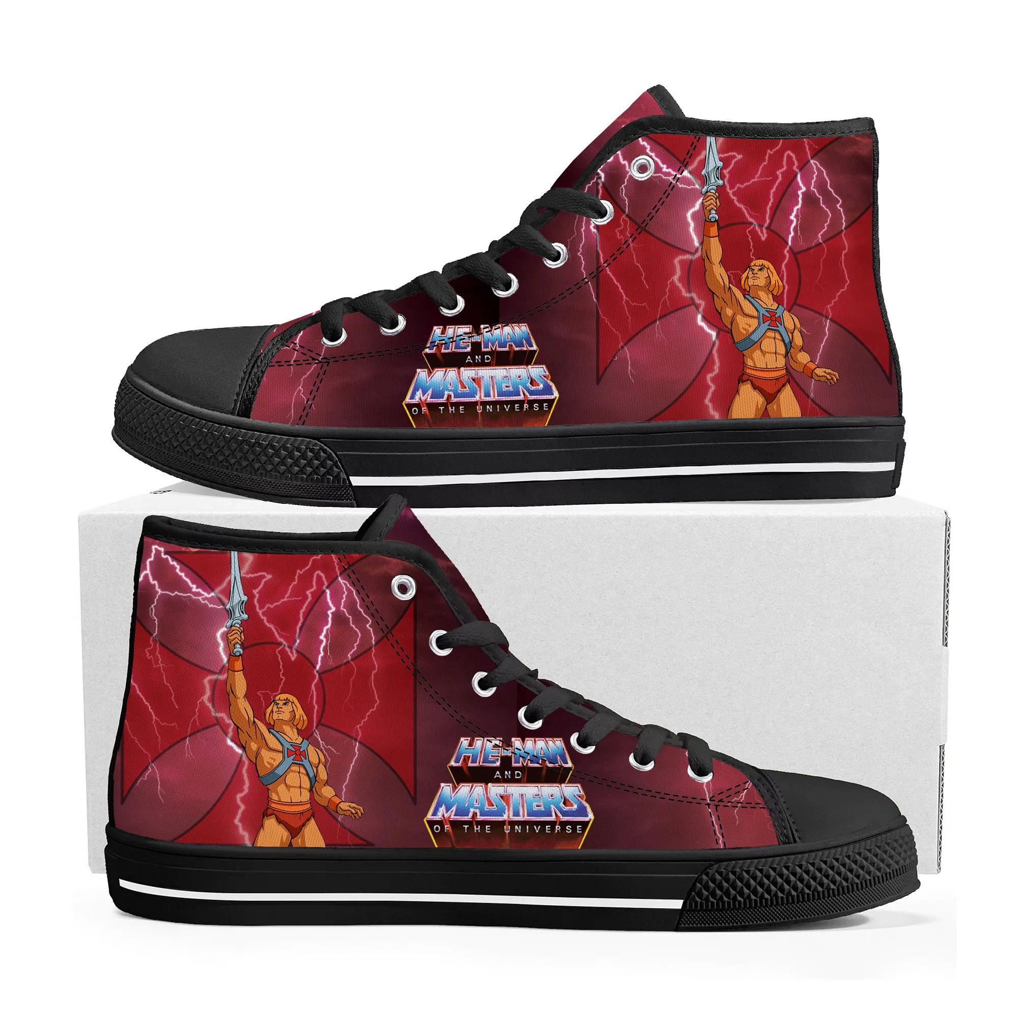 

Высокие кроссовки с мультяшным принтом He-Man Masters Of The Universe, мужские и женские холщовые кроссовки для подростков, повседневная обувь для пар, обувь на заказ