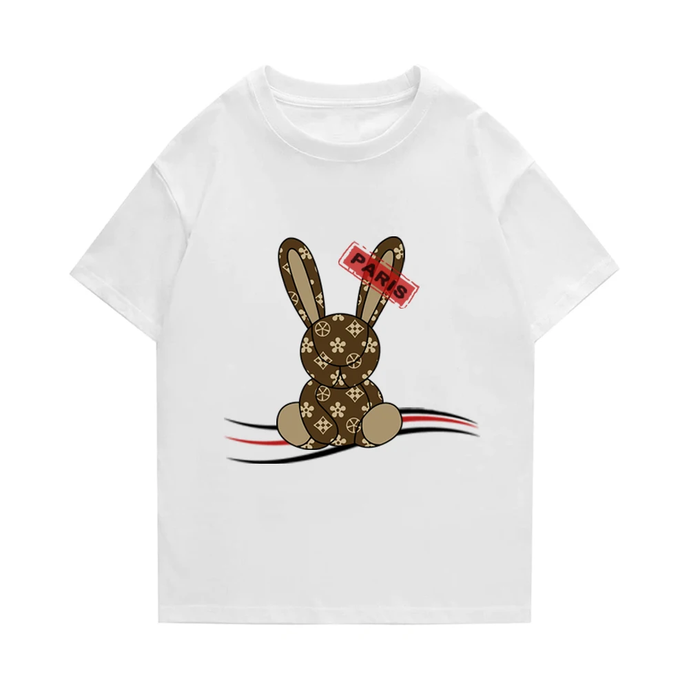 

Cotton T-Shirt for Men Fashioin Luxury High Quality Short Sleeve Tees Cartoon Rabbit Graphics Shirts Summer Woman Clothes Blouse