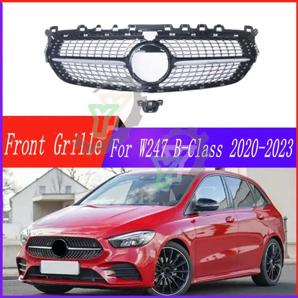 Черно-серебряный передний бампер panamerica GT решетка Алмазный Стиль для Mercedes Benz B Class