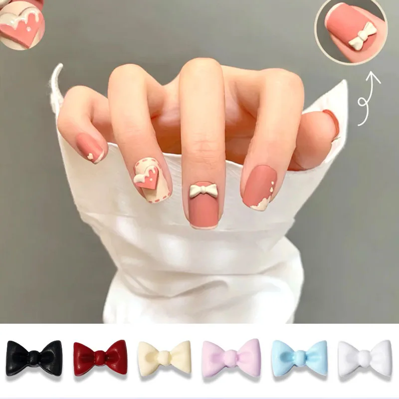 

50 шт./лот Подвеска для ногтей украшение для галстука-бабочки 6 цветов Резиновый бант 3D дизайн ногтей для Каваий DIY маникюр дизайнерские аксессуары