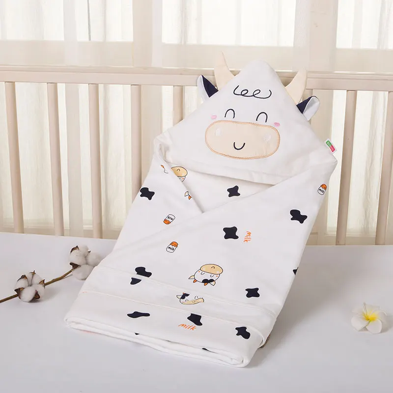 

Newborn Swaddle Cartoon Cow Cute Natural Cotton 100% Adjustable Thickness Suitable For 0-12 Months Old Baby Boys And Girls