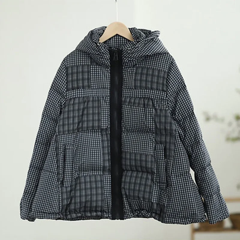 Women's Parkas Autumn Winter 2022 New Short Style Thick Hooded Jackets Loose Large Size Warm White Duck Down Trend Coat Female