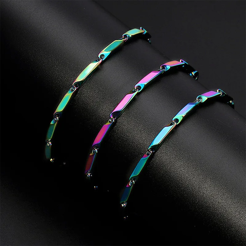

Fashion Trend Punk Retro Titanium Steel Multi-color Diamond Melon Seed-shaped Men And Women Couple Commemorative Jewelry Gift