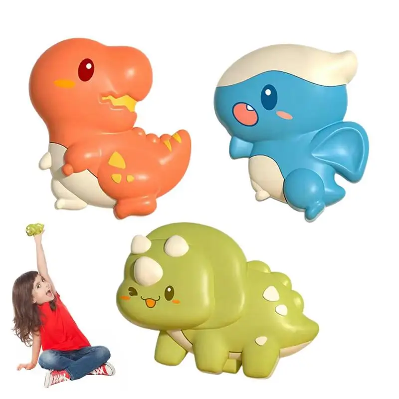 

3pcs Suction Cups Dinosaur Spinning Top Toy For Baby Game Infant Relief Stress Educational Rotating Rattle Bath Toys