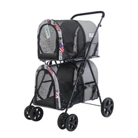 double layer dog stroller load bearing 30kg detachable pet stroller with large capacity storage space foldable dog trolley