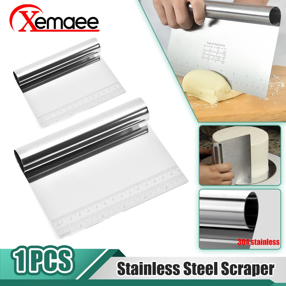

Stainless Steel Cake Scraper Noodle Knife Pastry Spatula Cake Dough Scraper With Scale Fondant Spatulas DIY Cake Decorating Tool