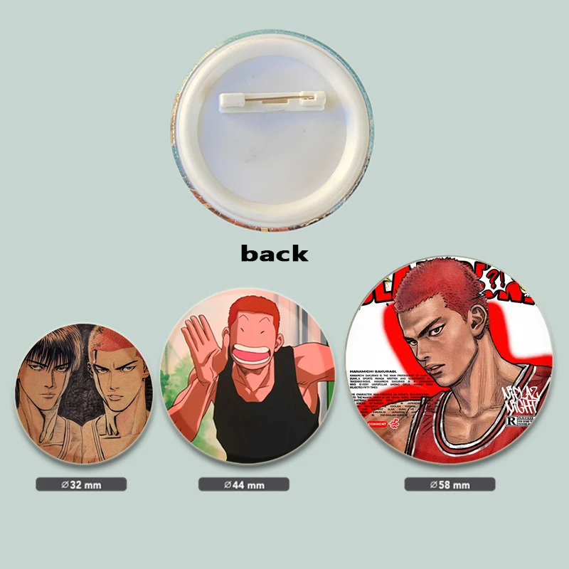 Мягкая Белая жесть в стиле Слэм-Dunk 32/58 мм булавка с мультяшным рисунком