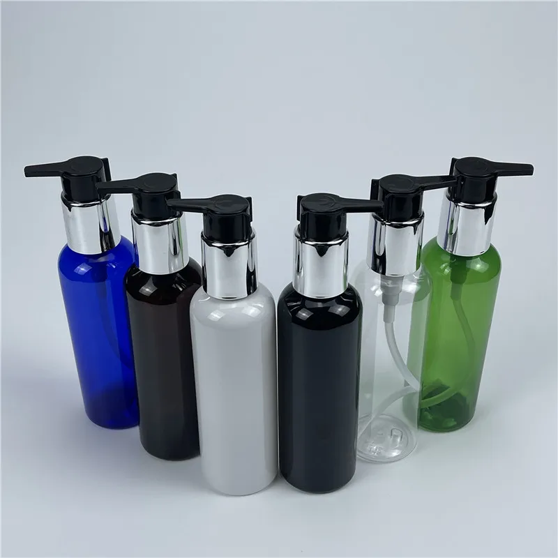 200ml 30pcs Empty Plastic Lotion Bottle Liquid Soap Pump Container For Personal Care Lotion Black Silver Pump Cosmetic Container