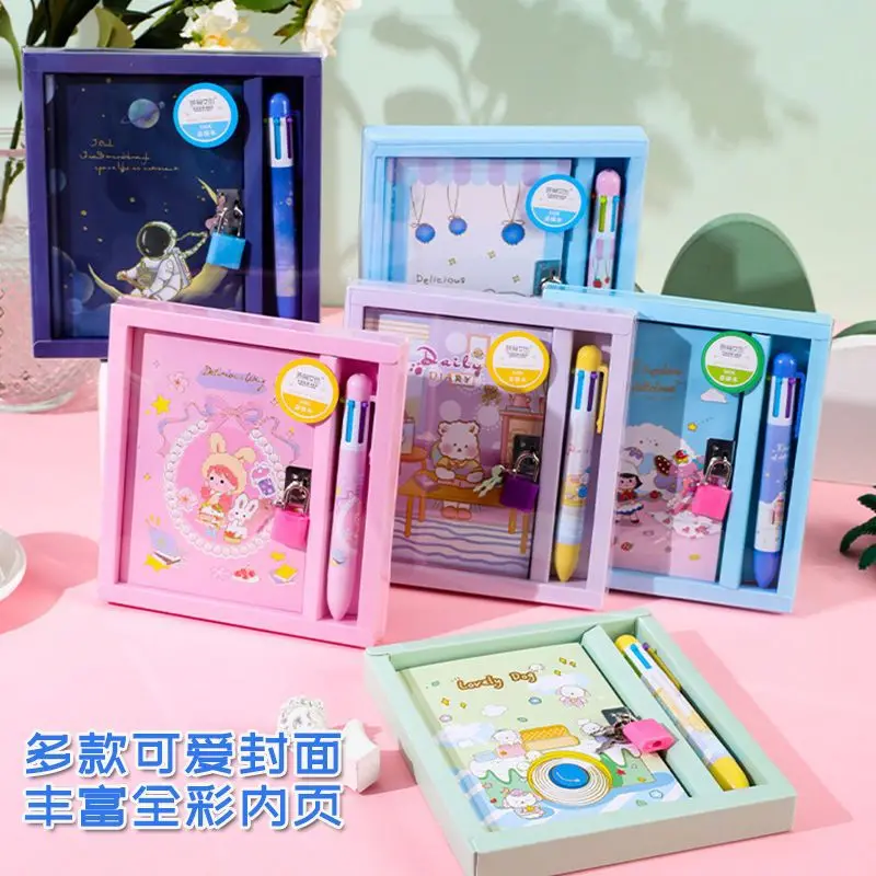 

Notebook gift box, children's diary, Combination lock, primary school prize set, lockbook, school opening gift wholesale