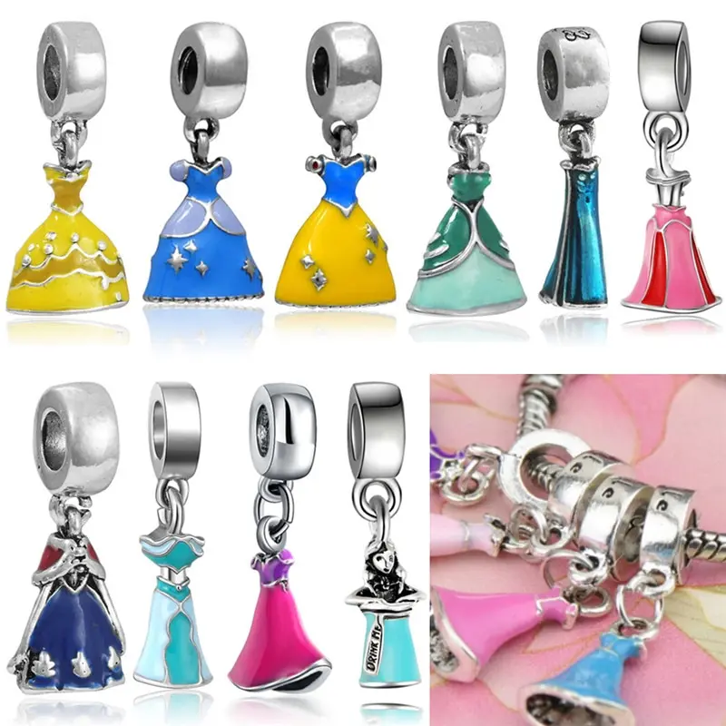 

Beads Charms European Lovely Princess Dress Dangle Pendant Women Diy Bracelets & Bangles Jewelry 10 Styles