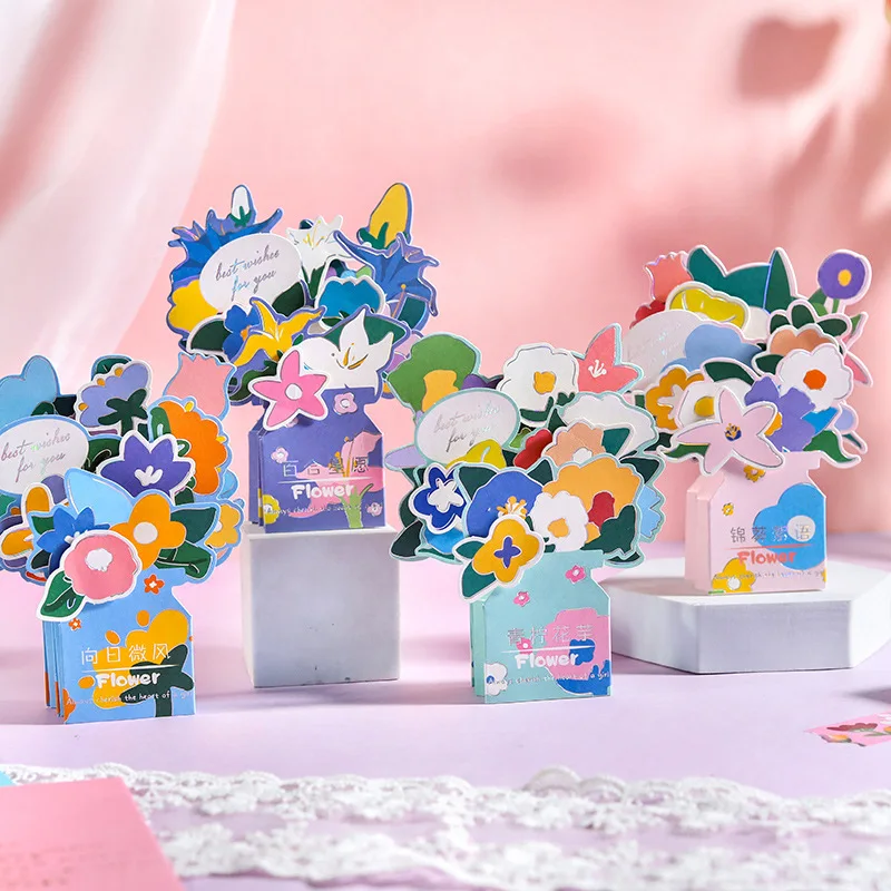 

Creative Flowers Vase Theme Delicate Floral Paper Card DIY Bookmark Gift/Birthday/Message Cards Supplies 1 Piece