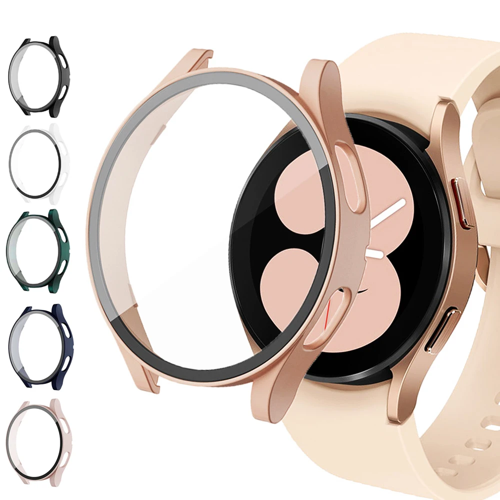 

Glass+Case for samsung Galaxy watch 4 44mm 40mm Accessories PC all-around Anti-fall bumper cover+Screen protector Galaxy watch4
