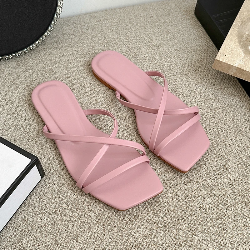 

Ladies Shoes 2023 Fashion Basic Women's Slippers Casual Simple Versatile Daily Slippers Solid Open Toe Flat Bottom Slippers