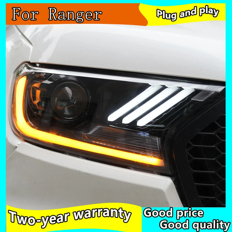 

Car For Ford Ranger 2016-2020 Headlights DRL Day Running Light LED Bi Xenon Bulb Fog Lights Car Accessory Mustang Head Lamp