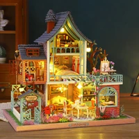 cutebee wooden doll house kit miniature with furniture light jungle resort toys roombox for adults birthday gifts