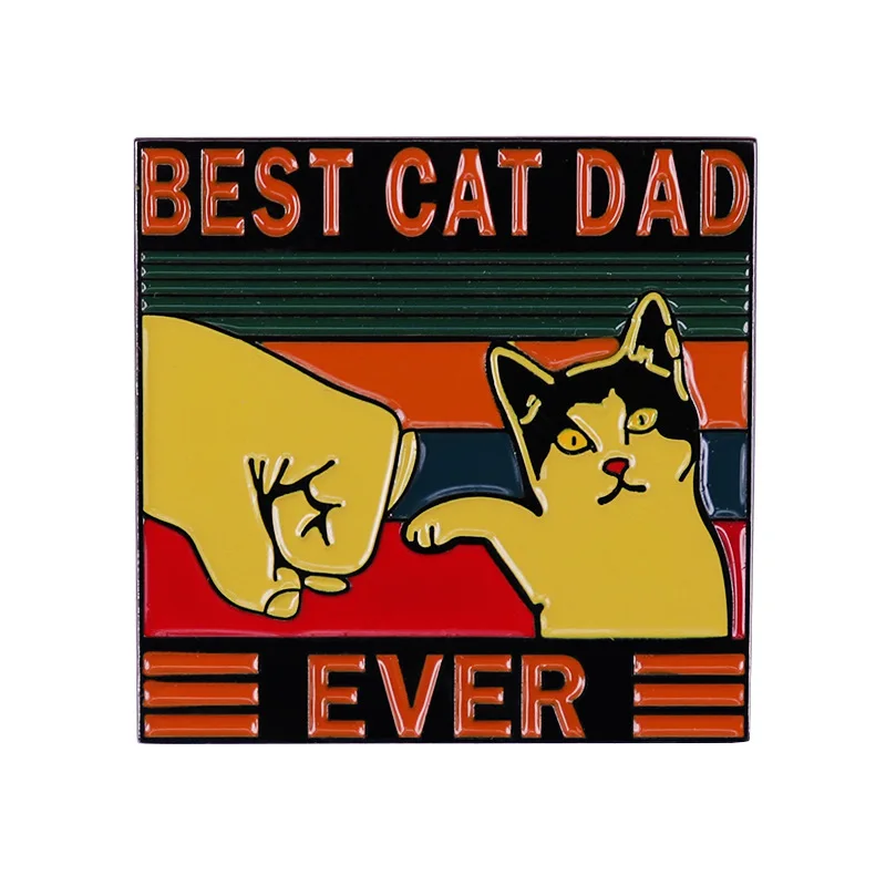 

BEST CAT DAD EVER Funny Fist And cat's Claw Cartoon Metal Enamel Lapel Clothes Coats Bag Badge Brooch Pin Accessories